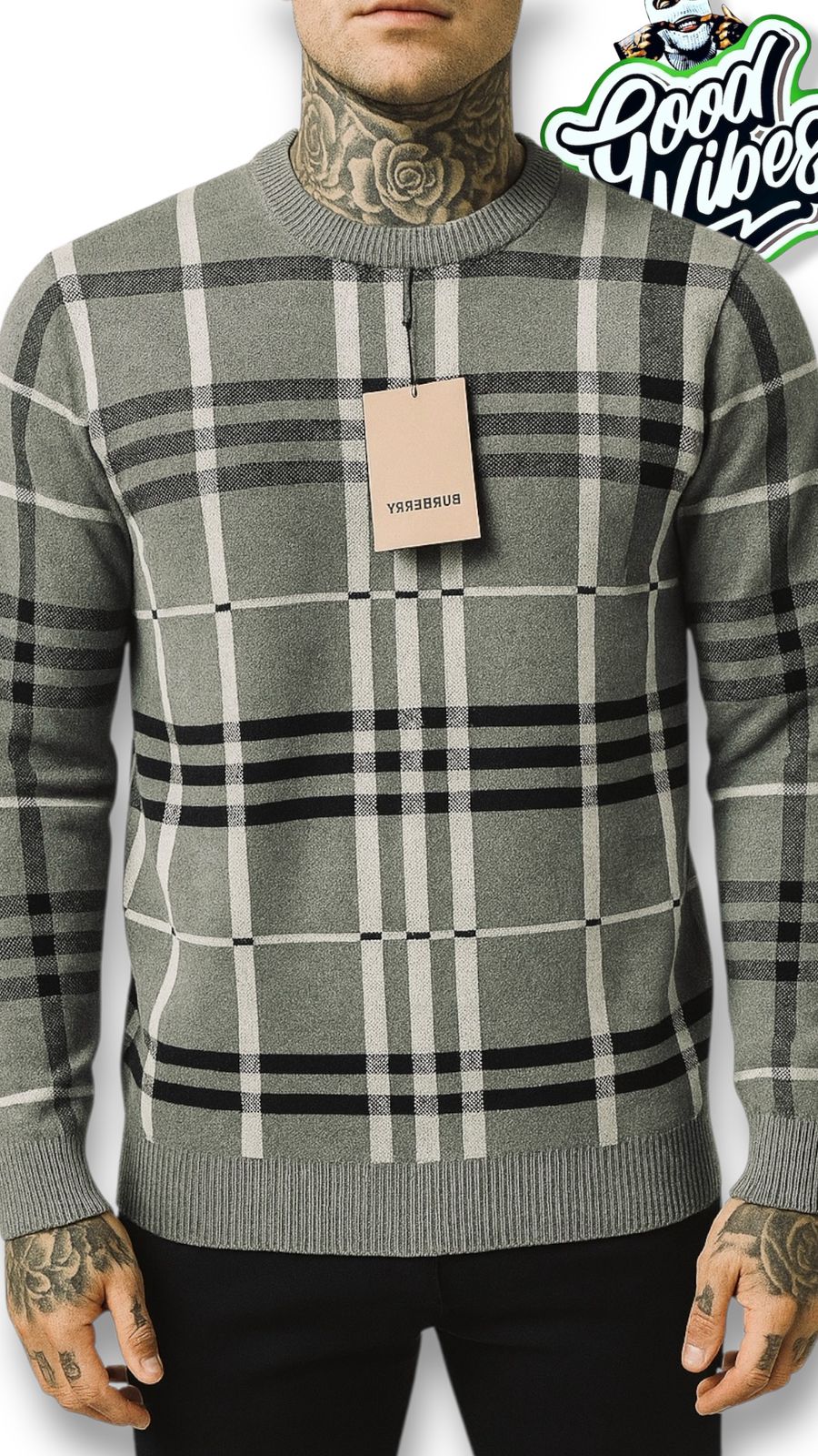 BUZO TEJIDO BURBERRY GRIS.