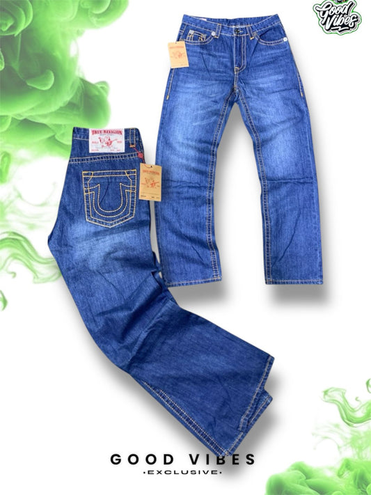 JEAN TRUE RELIGION HILOS NARANJAS.